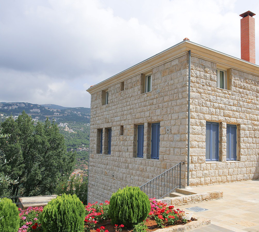 Light-filled triple arch Lebanese architecture salon